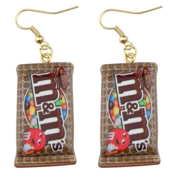 Fashion Jewelry M&M's‎ Chocolate Candy Dangle Drop Earrings - Picture 4 of 9